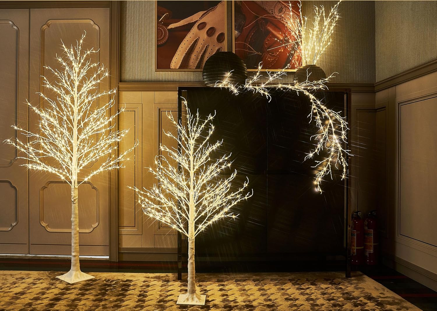 LITBLOOM Lighted Willow Branches Iredescent Glittered 32IN 120 LED with Timer Battery Operated and USB Plug in, Tree Branch with Fairy Lights for Home Room Christmas Decoration